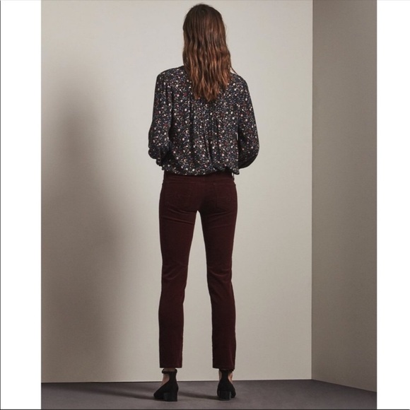 AG ADRIANO GOLDSCHMIED THE PRIMA BURGUNDY CORDUROY MID RISE CIGARETTE PANTS - Picture 3 of 8
